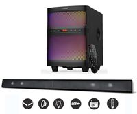LuguLake Soundbar, 2.1 Channel TV Sound bar System with Subwoofer, Bluetooth, Composable Floor Speaker, Adjustable LED Lights, FM Radio, USB Reader, Remote Control