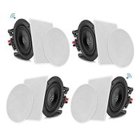 Pyle 6.5" 4 Bluetooth Flush Mount In-wall In-ceiling 2-Way Speaker System Quick Connections Changeable Round/Square Grill Polypropylene Cone & Tweeter Stereo Sound 4 Ch Amplifier 200 Watt (PDICBT266)