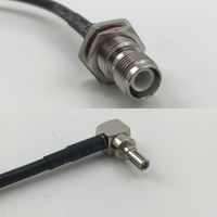 6 inch RGU178 RP-TNC FEMALE BULKHEAD to CRC9 MALE ANGLE Pigtail Jumper RF coaxial cable 50ohm High Quality Quick USA Shipping