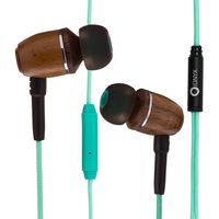 Onyx ELO Premium Genuine Wood In-ear Noise-isolating Headphones|Earbuds|Earphones with Microphone (Turquoise Blue)