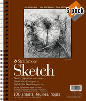 Strathmore 400 Series Sketch Pad, 9"x12" Wire Bound, 100 Sheets - 5 Pack