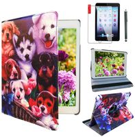 Ipad Case 360 Degrees Rotating Stand Leather Magnetic Smart Cover Case for Ipad 2 / 3 / 4 Generation Case with Bonus Screen Protector, Stylus and Cleaning Cloth ( Dog Design case )