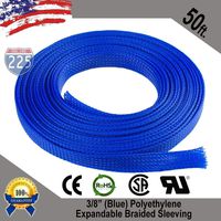 Blue Expandable Wire Cable Sleeving Sheathing Braided Loom Tubing US 50 FT 3/8"