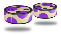Skin Wrap Decal Set 2 Pack for Amazon Echo Dot 2 - Kearas Polka Dots Purple On Cream (2nd Generation ONLY - Echo NOT Included)