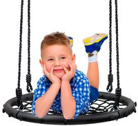 Sorbus Spinner Swing - Kids Round Web Swing - Great for Tree, Swing Set, Backyard, Playground, Playroom - Accessories Included [New Improved 2020 Design!] (24" Net Seat)