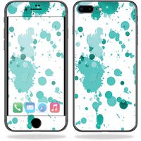 MightySkins Skin Compatible with Apple iPhone 8 Plus - Teal Splatter | Protective, Durable, and Unique Vinyl Decal wrap Cover | Easy to Apply, Remove, and Change Styles | Made in The USA