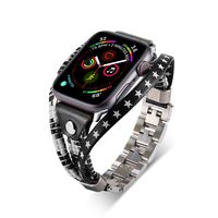 American Flag band, Compatible with Apple Watch Band Series 5 4,3,2,1 38MM 42MM 40MM 44MM, US The Stars Stripes Leather Bands, Stainless Steel Quick Release Adjustable Size, Handmade Replacement Women