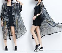 MOM 2018 new summer sun retro women's fat mm200 pound short-sleeved long cape,black,XL