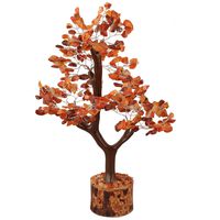 FASHIONZAADI Carnelian Feng Shui Gemstone Crystal Tree Bonsai Trees for Chakra Healing Stone Crystal Good Luck Home Decoration House Spiritual Gift Office Table Décor Size 10-12 inch (Silver Wire)