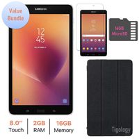 Samsung Galaxy Tab A 8.0-inch Touchscreen (1280 x 800) Wi-Fi Tablet, Quad-Core 1.4GHz Processor, 2GB RAM, 16GB Memory, Bluetooth, 16GB MicroSD, Tigology Case & Screen Protector, Android 7.1 OS