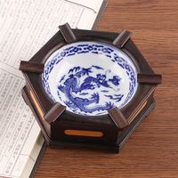 Junson Cigarette Ash Holder, Holz- Keramik Aschenbecher Europäischen kreative Mode Leben Personalisierte's Zimmer Büro Aschenbecher Männer Geschenke, Größe 17 cm