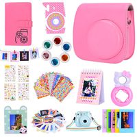 Bsuuy Instax Mini 9 Camera Accessories for FujiFilm Instax Mini 9 8 8+ Camera with Mini 9 Case/Album/Selfie Lens/Filters/Wall Hang Frames/Camera Sticker/Shoulder Strap （12 in 1 Pink）