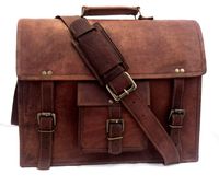 Genuine Leather Messenger Satchel Bag 15 Inch Handmade Brown Laptop Briefcase For Men Women