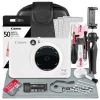 Canon Ivy CLIQ+ Instant Camera Printer (Pearl White) + 60 Sheets Photo Paper + 32GB SD Card + Case + Deluxe Accessories Bundle (USA Warranty)