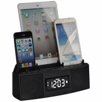 DOK CR28 3 Port Smart Phone Charger with Speaker Phone (Bluetooth), Alarm, Clock, FM Radio