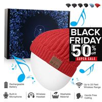 Bluetooth Beanie Hat, Winter Music Cap with HD Stereo Headset Wireless Headphones, Bluetooth Cable Knit Beanie for Sports, Built-in Mic Washable