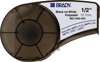 Brady M21-500-423 21' Length, 0.5" Width, B-423 Permanent Polyester, Black On White Color, BMP 21 Mobile Printer ID PAL And LABPAL Printer Label