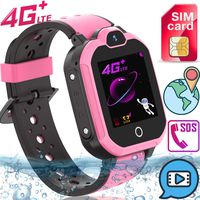 Upgrade Kids Smart Watch Phone 4G LTE GPS Tracker for Boys Girls Toddler [Free SIM Card]Waterproof Watch SOS Remote Alarm Step Touch Screen Wrist Watch Xmas Holiday Birthday Gifts