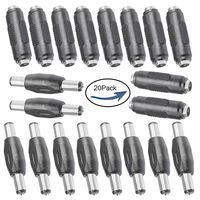 20pcs Lime2018 DC Female to Female And Male to Male Connector 5.5mm x 2.1mm 12V 5A Power Cable Jack Adapter，DC Power Jack Plug Adapter for CCTV Home Security Surveillance