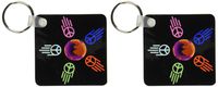 3dRose Peace Sign Hands Around The World on Black - Key Chains, 2.25 x 4.5 inches, set of 2 (kc_101566_1)