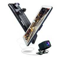 Yuwei Mirror Dash Cam, 9.88'' Full Touch Screen Streaming Media Car DVR with 1296P FHD Front Camera and 720P Rear View Recorder, Loop Recording, 140°Wide Angle,AHD Backup Camera, G-Sensor, LDWS,WDR