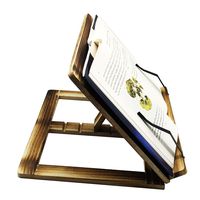 PrettyWit Wooden Book Stand Reading Rest Cook Book Document Stand Holder Bookrest - Carbonized Wood with Steel Tip