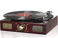 LuguLake Vinyl Record Player, LuguLake Turntable with Stereo 3-Speed, Record Player, and RCA Output, Vintage Phonograph with Retro Wooden Finish (Piano Baking Varnish)