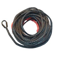 ZEAK 1/4''×49' Durable Black Synthetic Rope 7500lb Breaking Strength Winch Line Rope with Protective Sleeve for 4WD Off Road,ATV/UTV Truck Winch Rope.