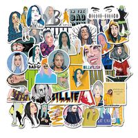 Chutoral Billie Eilish Stickers, 50pcs Vinyl Skateboard Guitar Travel Case Sticker Door Laptop Luggage Car Bike Bicycle Stickers