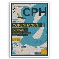 2 x 10cm Copenhagen Airport Vinyl Stickers - CPH Sticker Laptop Luggage #17188 (10cm Tall)