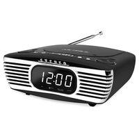 Victrola Bedside Digital LED Alarm Clock Stereo with CD Player and FM Radio, Black