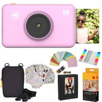 Kodak Mini Shot Instant Camera (Pink) Gift Bundle + Paper (20 Sheets) + Deluxe Case + 7 Fun Sticker Sets + Twin Tip Markers + Photo Album + Hanging Frames