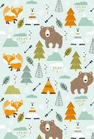 MUZI Photography Backdrops Jungle Animals and Plants Background Bears Fox Pine Feather Decor Wallpaper Baby Birthday Party Photo Shooting Prop 5x7ft XT-6625