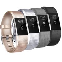 Tobfit Sport Bands Compatible for Fitbit Charge 2 Classic Edition, 4 Pack, Champagne Gold, Silver, Black, Gray, Small