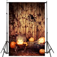 Lelinta 5X7ft Halloween Theme Backdrop Photography Background Halloween Pumpkin Lamps Horror Night Graveyard Photo Booth Props Background Studio Prop