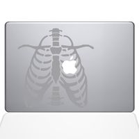 The Decal Guru Ribcage Apple Heart MacBook Decal Vinyl Sticker - 11" MacBook Air - Silver (0223-MAC-11A-S)