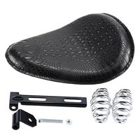 Oumurs Black Alligator Emboss Synthetic Leather Solo Seat Chrome 3" Barrel Springs T-bar Mounting Bracket Kit for Harley Sporster 883 1200 Chopper Bobber 48 Dyna