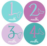 Mumsy Goose Month Stickers Baby Girl Milestone Stickers 1-12 Months Girl 1st Year Stickers Mermaid Bodysuit Stickers