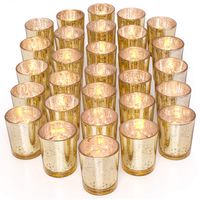 LETINE Gold Votive Candle Holders Set of 36 - Speckled Mercury Gold Glass Candle Holder Bulk - Ideal for Wedding Centerpieces & Home Decor
