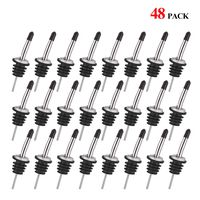 48 Pack Stainless Steel Classic Bottle Pourers Tapered Spout - Liquor Pourers with Rubber Dust Caps