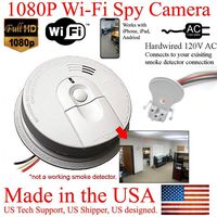 ZEUS CCTV 1080P HD Smoke Detector WiFi Spy Camera Wireless IP Wi-Fi Mobile Covert Hidden Nanny Cam Spy Camera Gadget (Connects to Your existing Smoke Detector Connection, 120V AC Quick Connector)