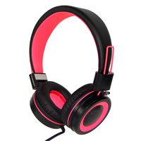 RockPapa Stereo Over Ear Folding Adults Kids Childs Headphones Adjustable Lightweight Headsets Foldable with in-Line Microphone for iPhone iPod iPad Surface Laptop Android Device (Black/Pink)