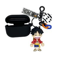 Wildforlife Anime One Piece Luffy Figure Keychain with AirPods Pro Protective Case Cover (Black III)