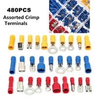 480pcs Premium Quality Assorted Insulated Electrical Wire Terminals Crimp Connectors Ring Spade Mixed Set