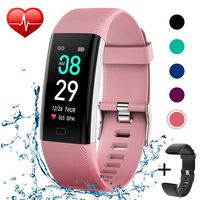 KITPIPI Fitness Tracker Activity Tracker Watch with Heart Rate Monitor, Pedometer Waterproof Smart Watch Sleep Monitor, Step Counter, Calorie Counter, for Kids Women and Men (Pink+Black)