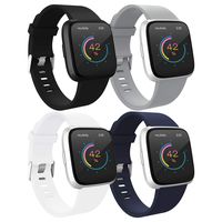 adepoy Compatible with Fitbit Versa Bands for Women Men Large Small, Adjustable Replacement Wristbands for Fitbit Versa/Versa Lite Edition/Versa Special Edition/Versa 2, Black Gray White Navy, Large