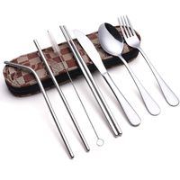 Travel Utensils,Reusable Silverware Set To Go Portable Cutlery Set with a Waterproof Carrying Case for Lunch Boxes Workplace Camping School Picnic (Brown Flower)