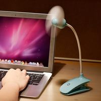 Creative Handheld Clip On USB Mini Desk Table Fan Smart Touch Portable Baby Bed Stroller Pushchair Clip Fan Electric Rechargeable Battery Home Dorm Office Desktop Personal Laptop PC Laptop Cooling Fan