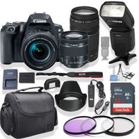 Canon EOS Rebel SL2 DSLR Camera with 18-55mm & 75-300mm Lens (Black) Kit + Speed Light Multi Mode Flash + Gadget Bag +3 Piece Filter Kit + Premium Accessory Bundle