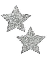 iHeartRaves Pastease Silver Glitter Star Rave Pasties (Set of 2 Pasties)